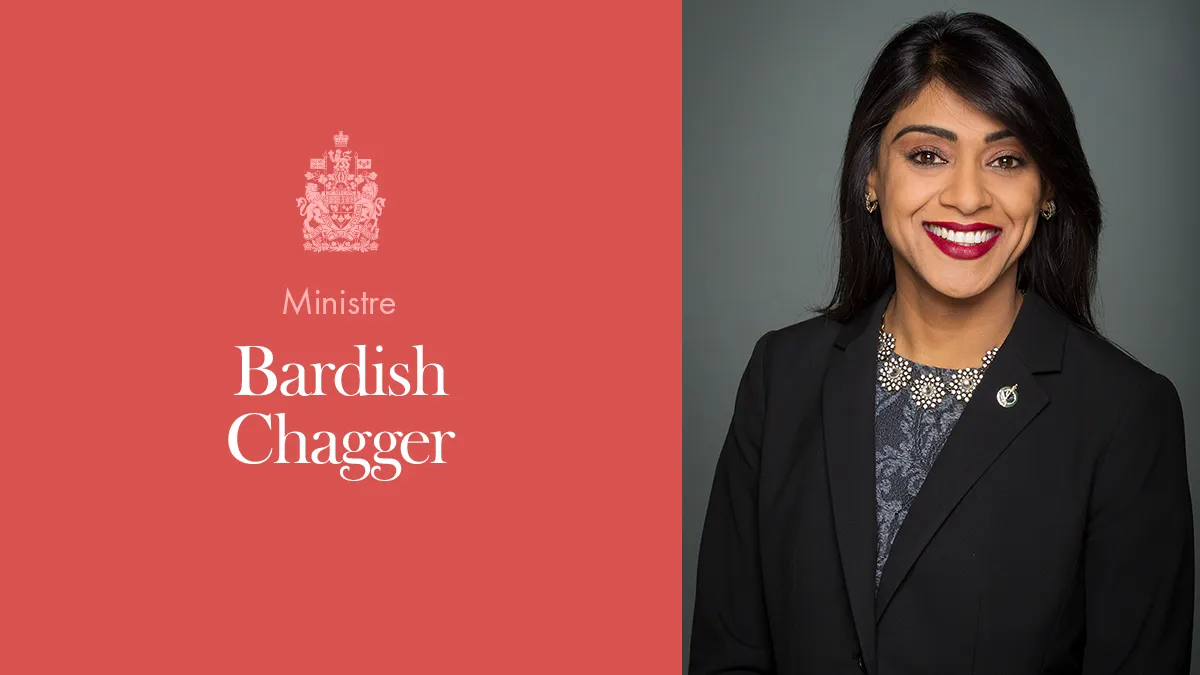 Photo de l'honorable Bardish Chagger, ministre de la Diversité et de l’Inclusion et de la Jeunesse.